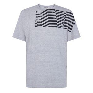 Golden Goose Men "Journey" Unisex Regular T-Shirt Cotton Slub Jersey Flag Print